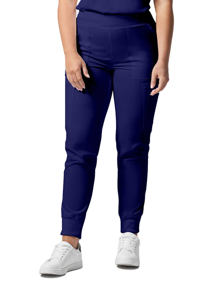 Women's 6-Pocket Mid-Rise Elastic-Back Waist Jogger Scrub Pant - LB406 - Galaxy