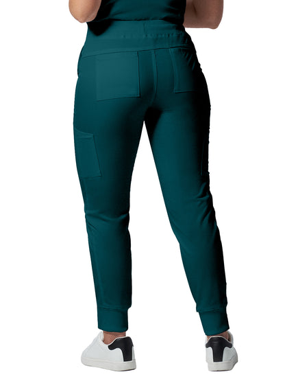 Women's 6-Pocket Mid-Rise Elastic-Back Waist Jogger Scrub Pant - LB406 - Caribbean