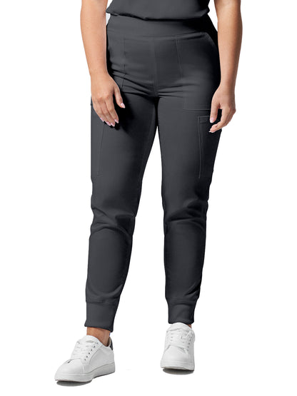 Women's 6-Pocket Mid-Rise Elastic-Back Waist Jogger Scrub Pant - LB406 - Graphite