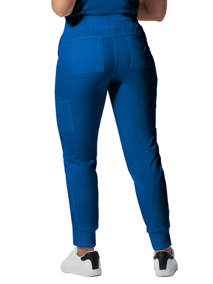 Women's 6-Pocket Mid-Rise Elastic-Back Waist Jogger Scrub Pant - LB406 - Royal