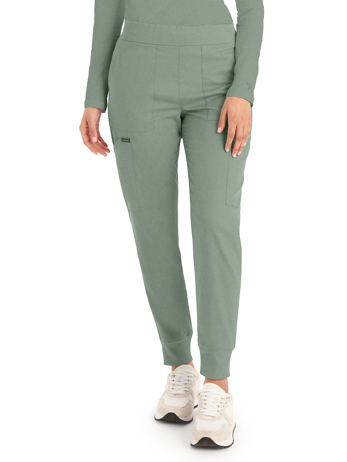 Women's 6-Pocket Mid-Rise Elastic-Back Waist Jogger Scrub Pant - LB406 - Sea Grass