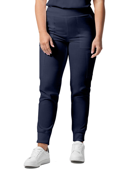 Women's 6-Pocket Mid-Rise Elastic-Back Waist Jogger Scrub Pant - LB406 - True Navy