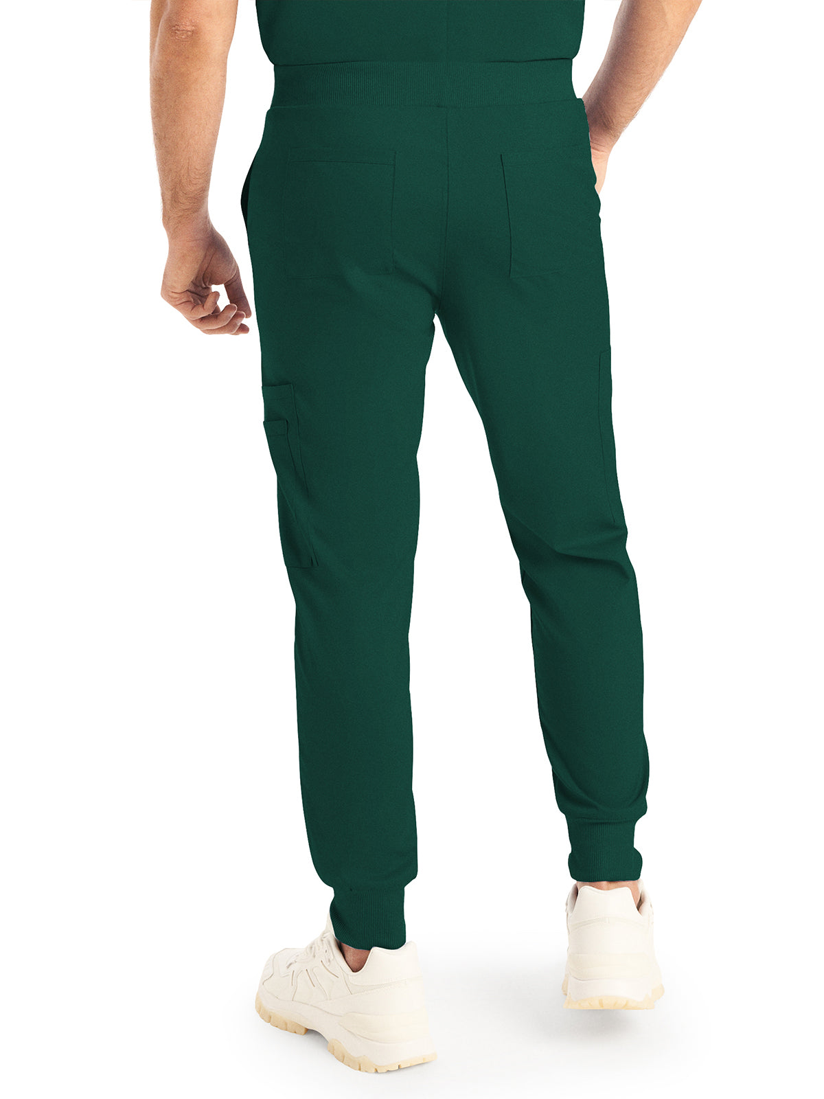 Men's 7-Pocket Mid-Rise Rib-Knit Elastic Waist Jogger Scrub Pant - LB407 - Hunter