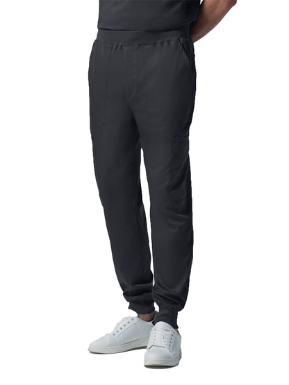 Men's 7-Pocket Mid-Rise Rib-Knit Elastic Waist Jogger Scrub Pant - LB407 - Graphite