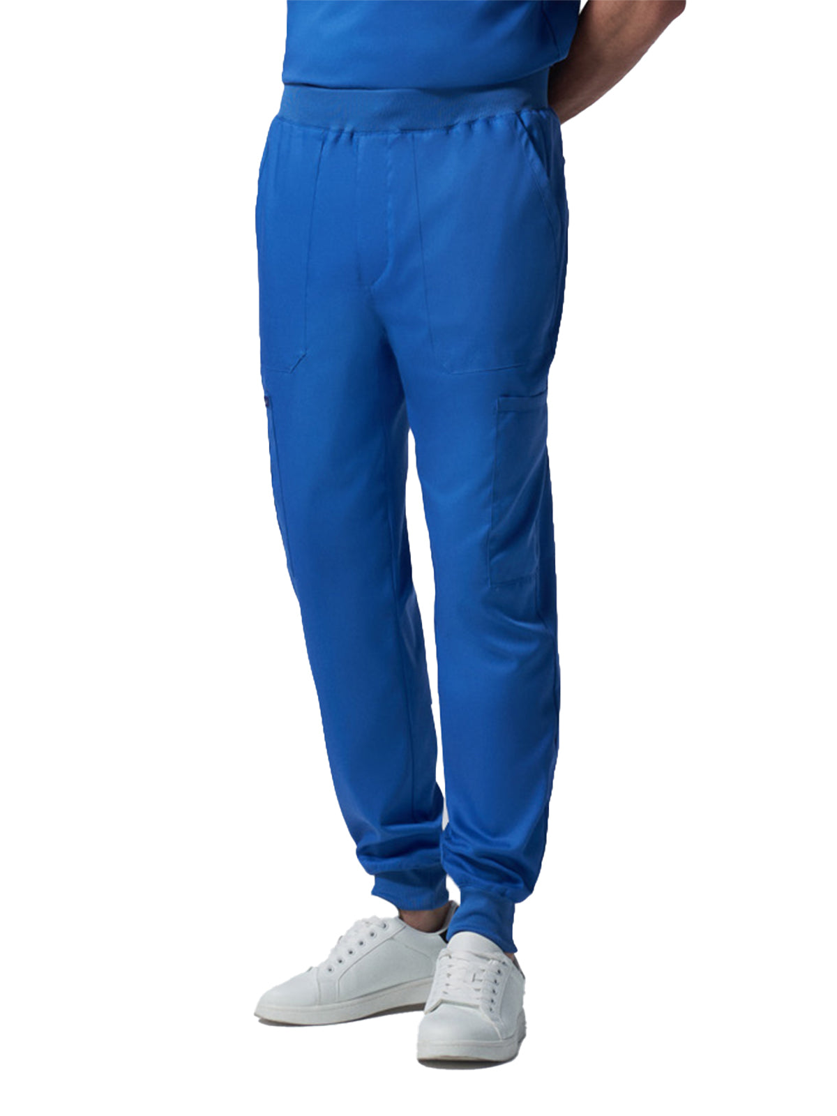 Men's 7-Pocket Mid-Rise Rib-Knit Elastic Waist Jogger Scrub Pant - LB407 - Royal