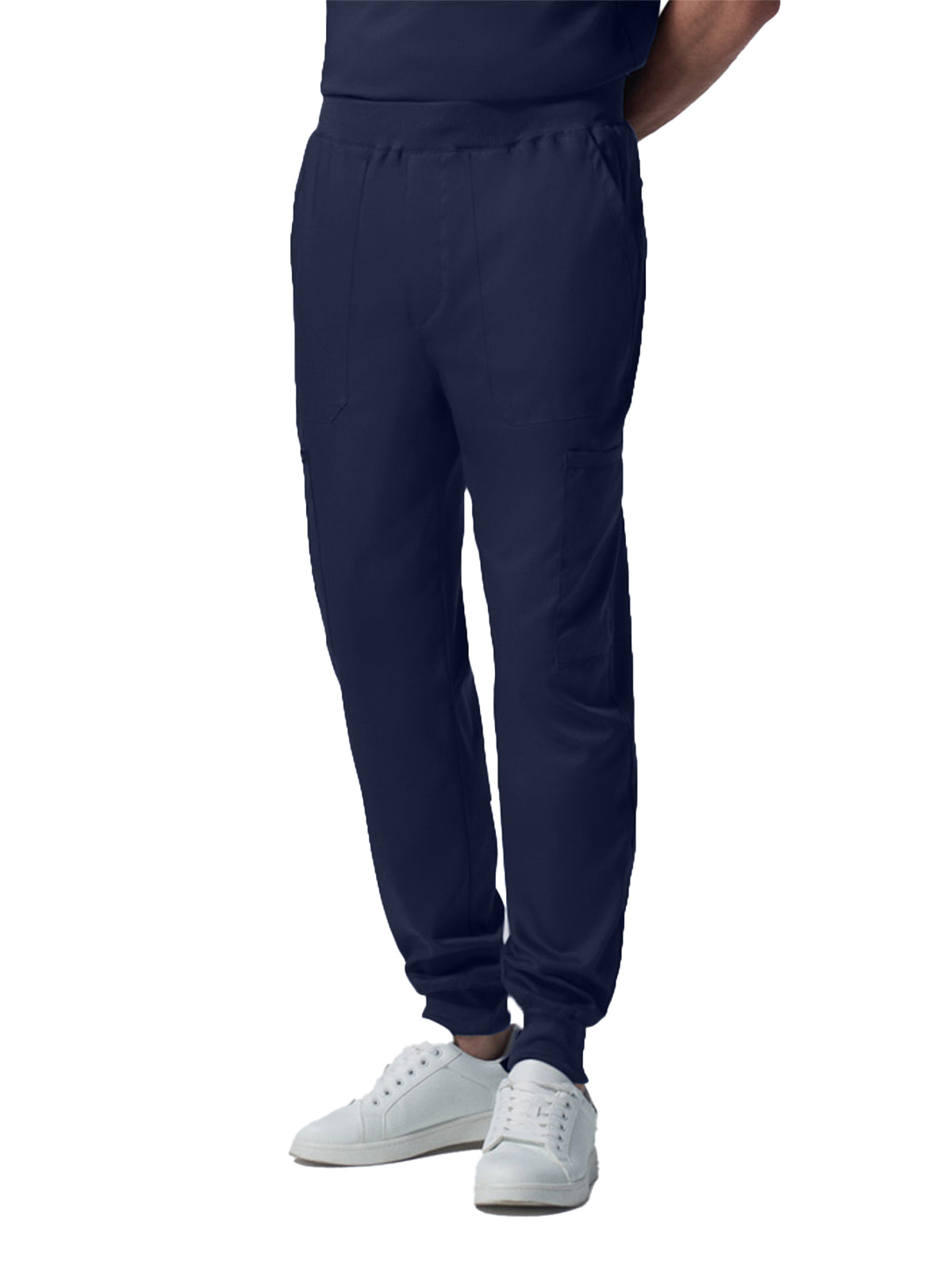 Men's 7-Pocket Mid-Rise Rib-Knit Elastic Waist Jogger Scrub Pant - LB407 - True Navy