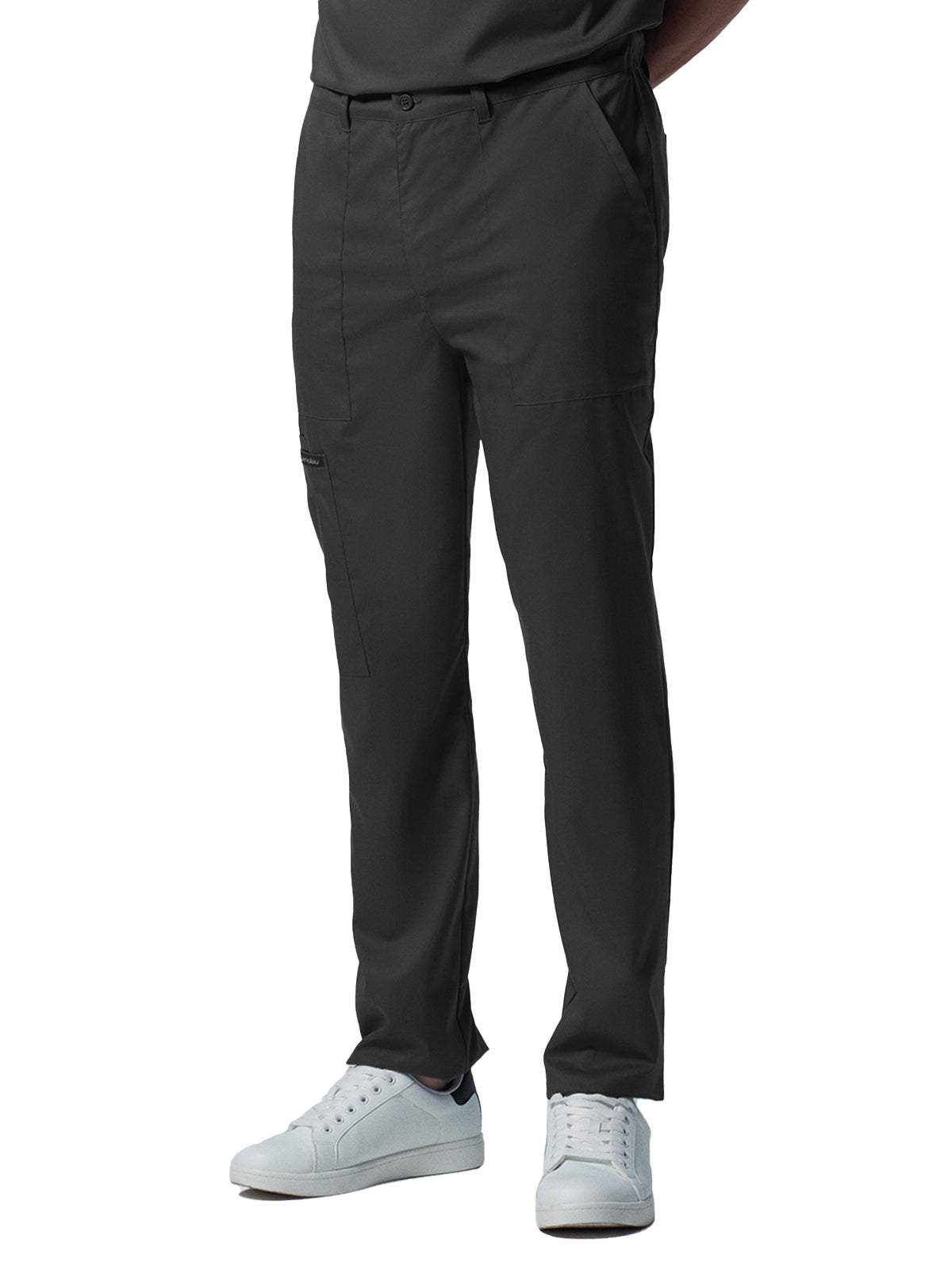 Men's 6-Pocket Zipper Fly Straight Leg Scrub Pant - LB408 - Black