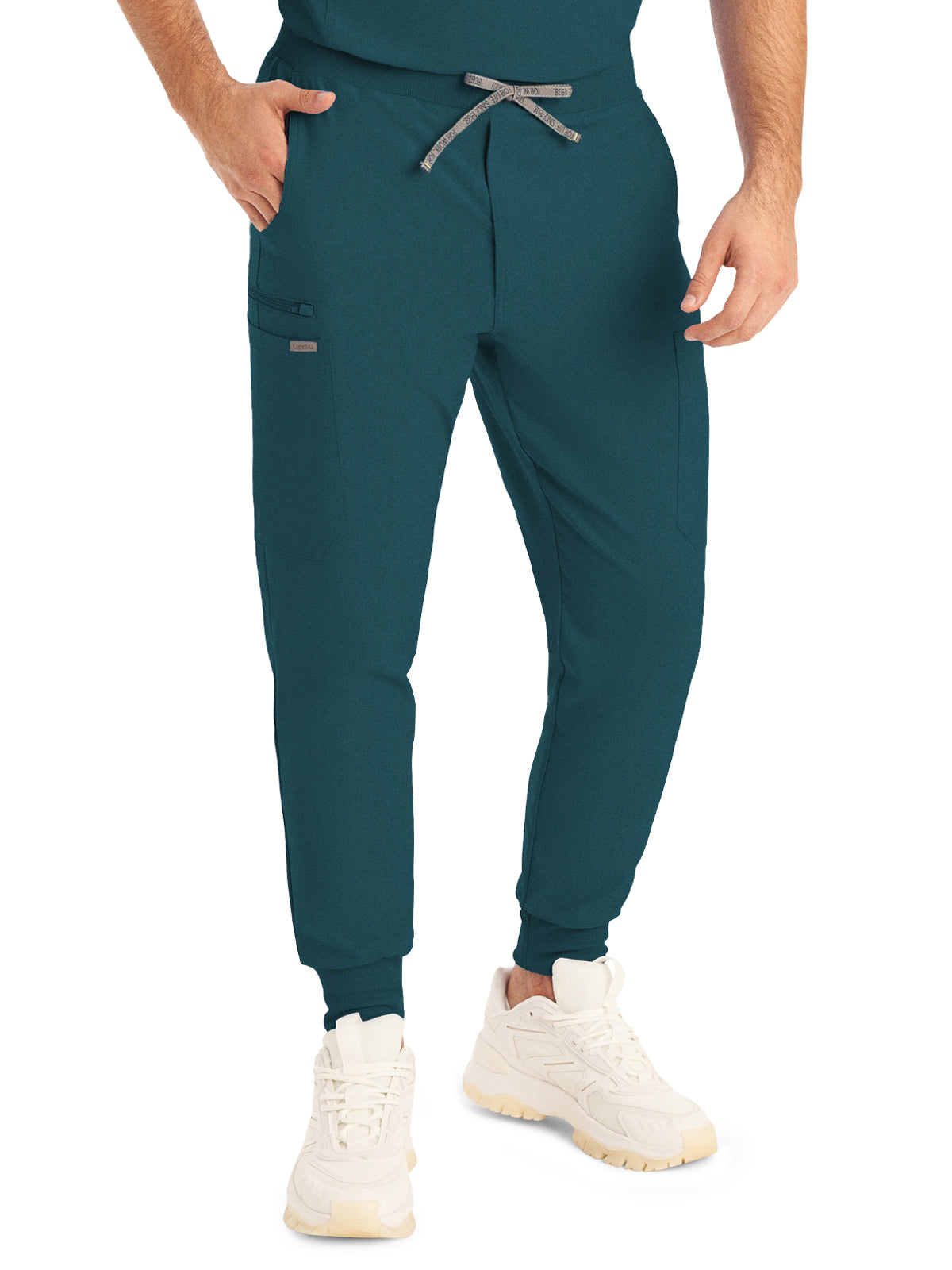 Men's 7-Pocket Mid-Rise Triple-Elastic Waist Jogger Scrub Pant - LB409 - Caribbean