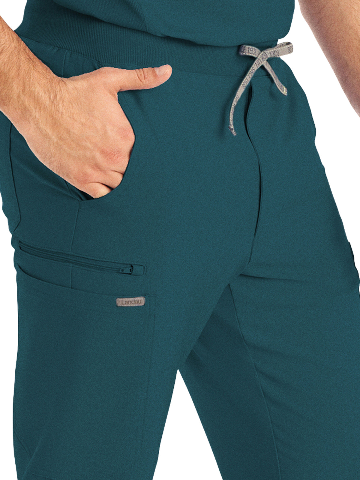 Men's 7-Pocket Mid-Rise Triple-Elastic Waist Jogger Scrub Pant - LB409 - Caribbean