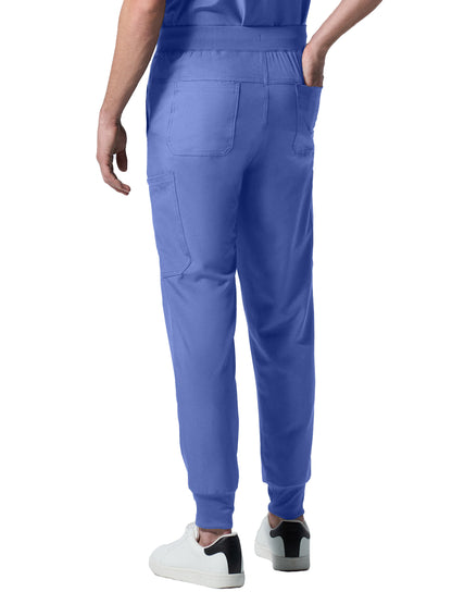 Men's 7-Pocket Mid-Rise Triple-Elastic Waist Jogger Scrub Pant - LB409 - Ceil Blue