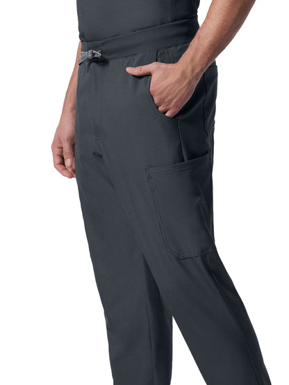 Men's 7-Pocket Mid-Rise Triple-Elastic Waist Jogger Scrub Pant - LB409 - Pewter