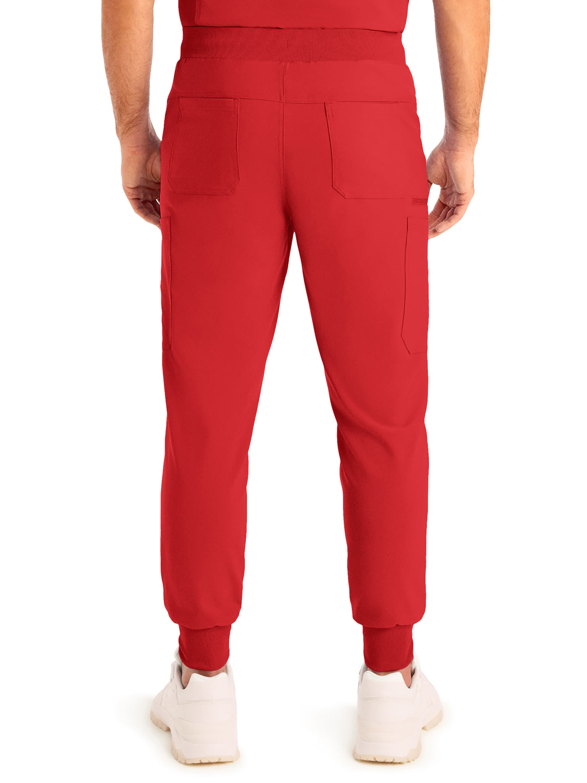 Men's 7-Pocket Mid-Rise Triple-Elastic Waist Jogger Scrub Pant - LB409 - Red