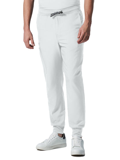 Men's 7-Pocket Mid-Rise Triple-Elastic Waist Jogger Scrub Pant - LB409 - White