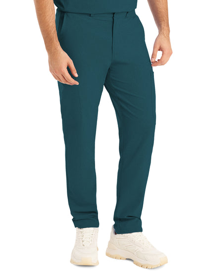 Men's 8-Pocket Mid-Rise Rib-Knit Elastic Waist Cargo Scrub Pant - LB410 - Caribbean