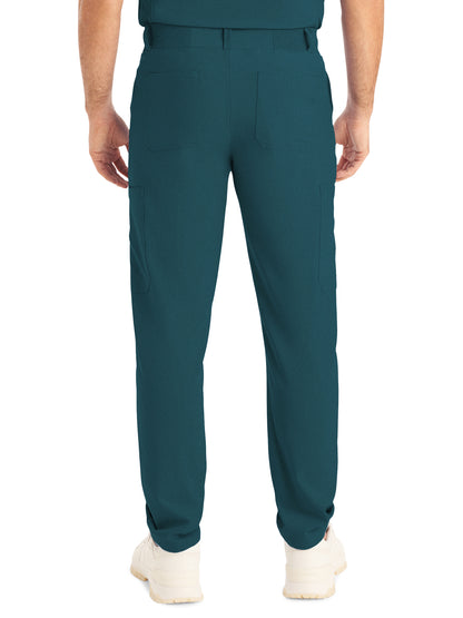 Men's 8-Pocket Mid-Rise Rib-Knit Elastic Waist Cargo Scrub Pant - LB410 - Caribbean