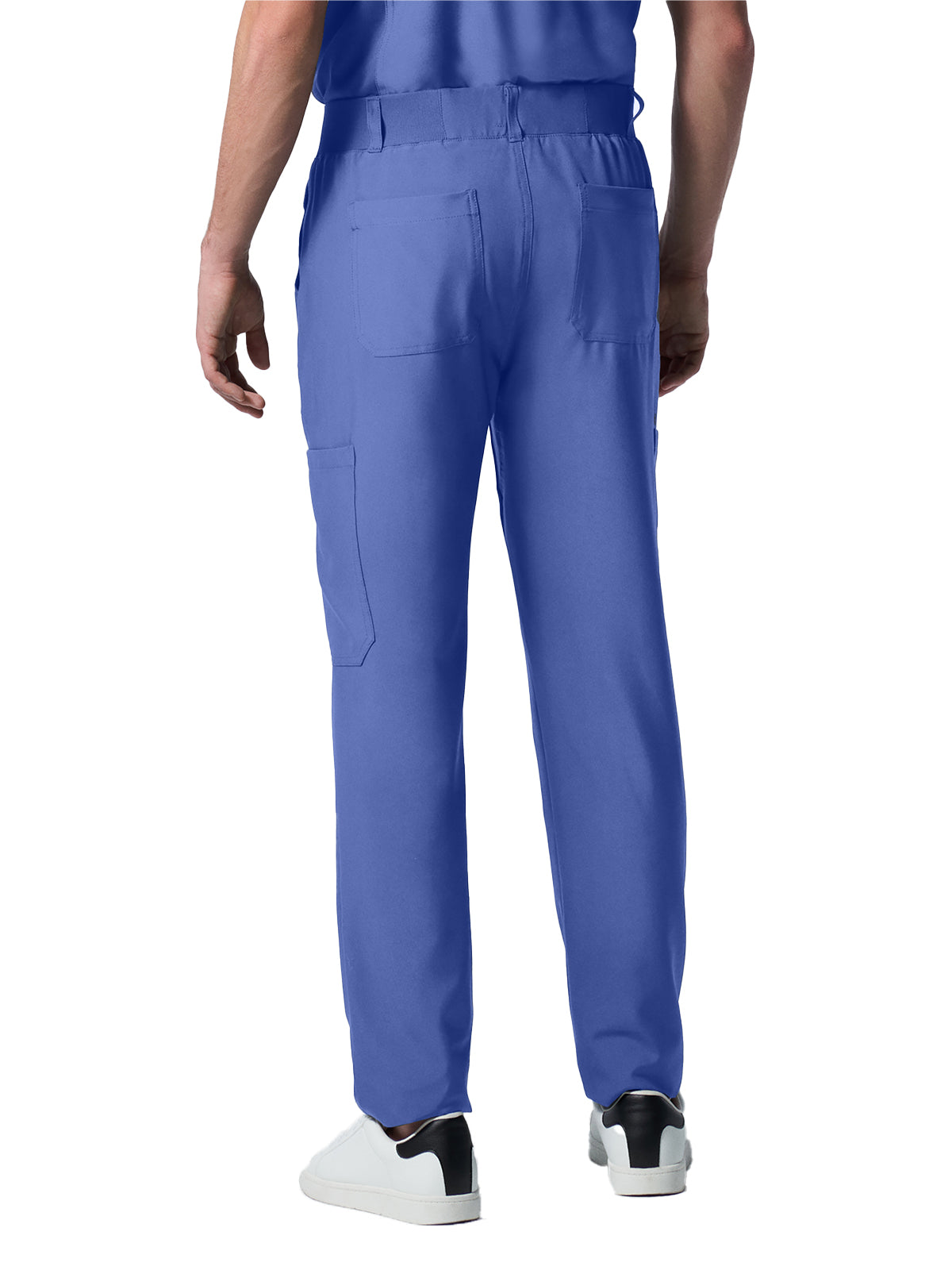 Men's 8-Pocket Mid-Rise Rib-Knit Elastic Waist Cargo Scrub Pant - LB410 - Ceil Blue