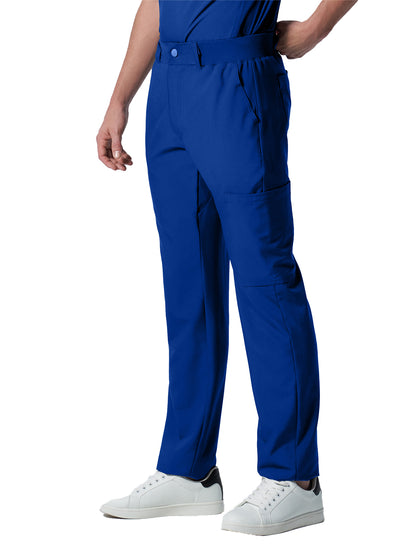 Men's 8-Pocket Mid-Rise Rib-Knit Elastic Waist Cargo Scrub Pant - LB410 - Galaxy