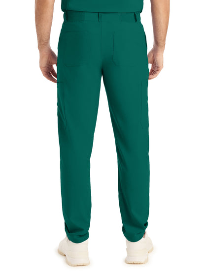 Men's 8-Pocket Mid-Rise Rib-Knit Elastic Waist Cargo Scrub Pant - LB410 - Hunter