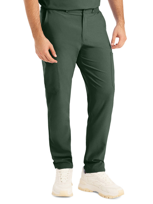 Men's 8-Pocket Mid-Rise Rib-Knit Elastic Waist Cargo Scrub Pant - LB410 - Mountain View