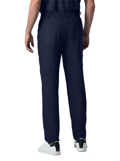 Men's 8-Pocket Mid-Rise Rib-Knit Elastic Waist Cargo Scrub Pant - LB410 - Navy