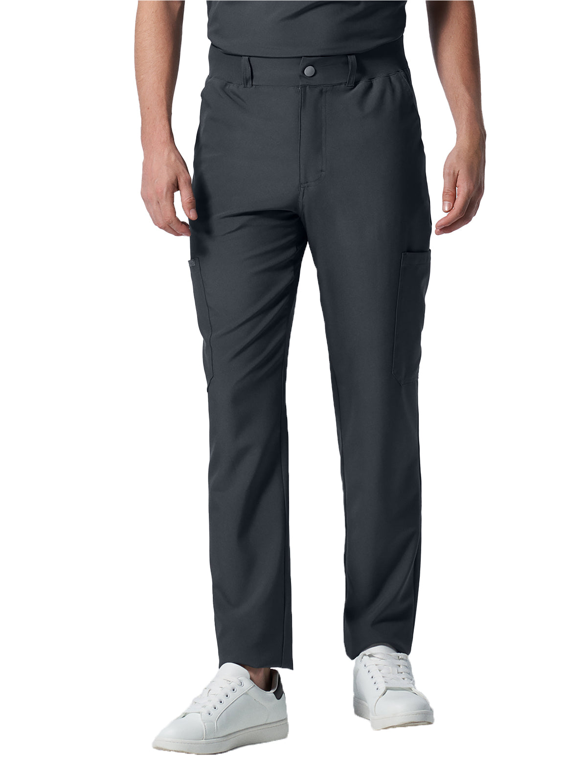 Men's 8-Pocket Mid-Rise Rib-Knit Elastic Waist Cargo Scrub Pant - LB410 - Pewter