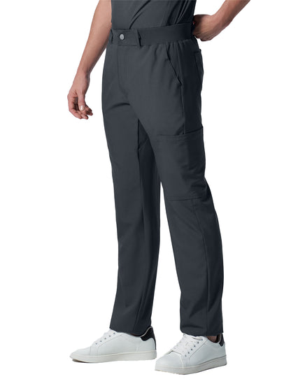Men's 8-Pocket Mid-Rise Rib-Knit Elastic Waist Cargo Pant - LB410 - Pewter