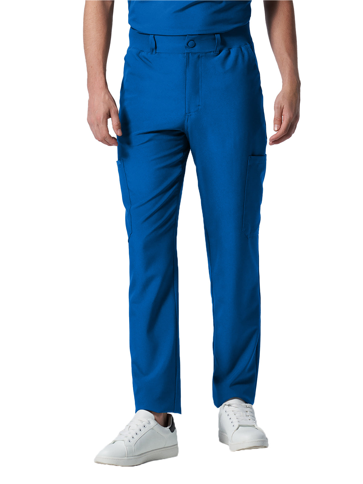 Men's 8-Pocket Mid-Rise Rib-Knit Elastic Waist Cargo Scrub Pant - LB410 - Royal