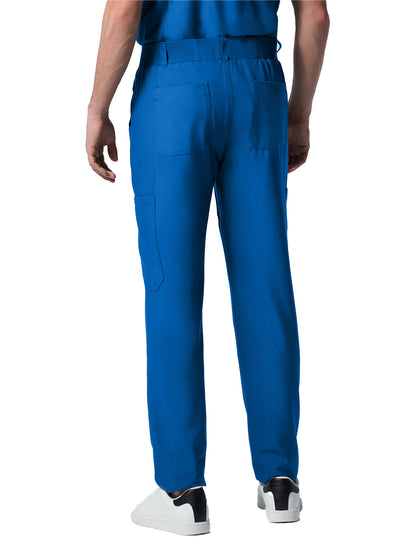 Men's 8-Pocket Mid-Rise Rib-Knit Elastic Waist Cargo Scrub Pant - LB410 - Royal