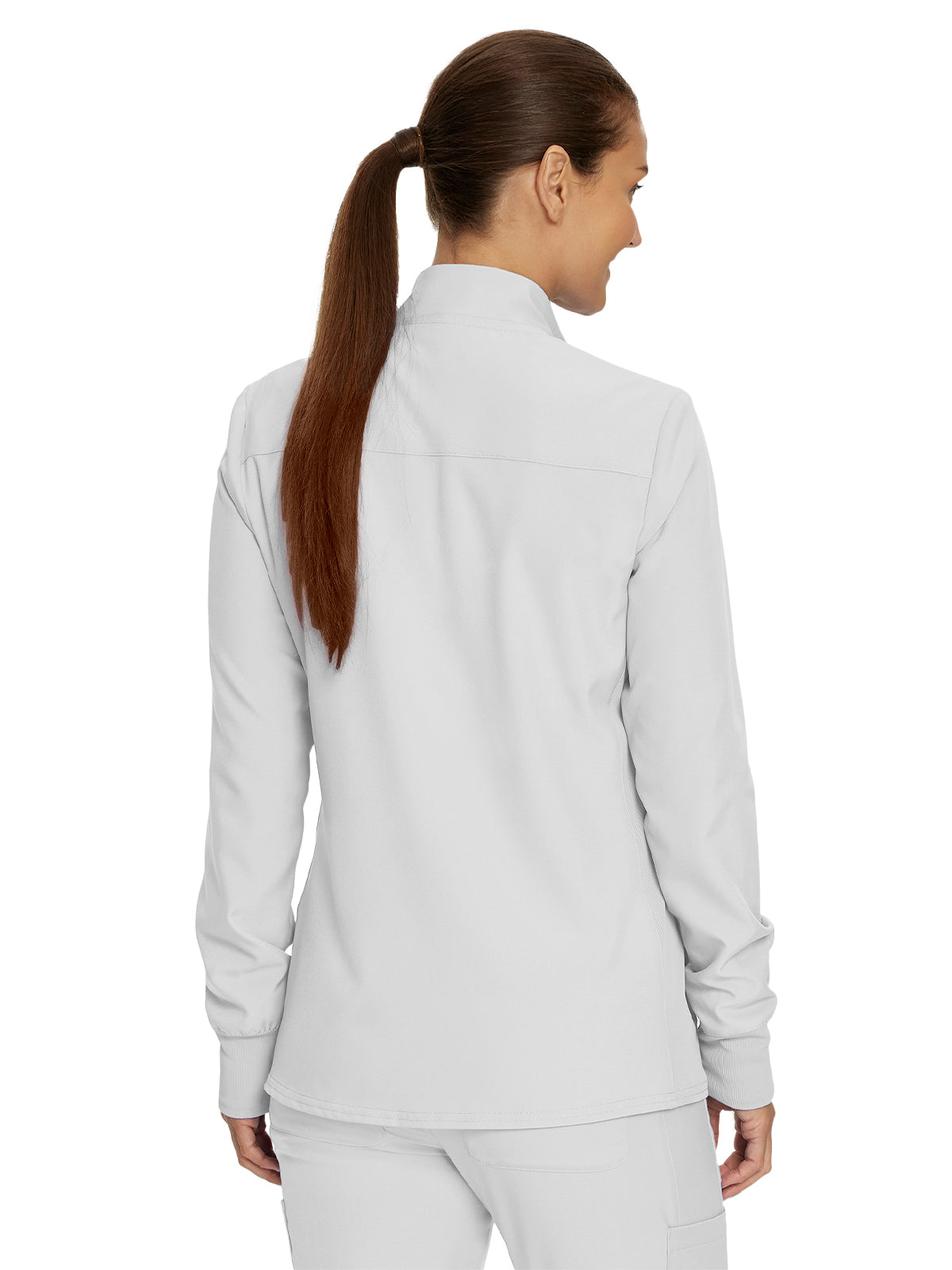 Women's 3-Pocket Mock-Neck Zip-Front Scrub Jacket - LJ700 - White