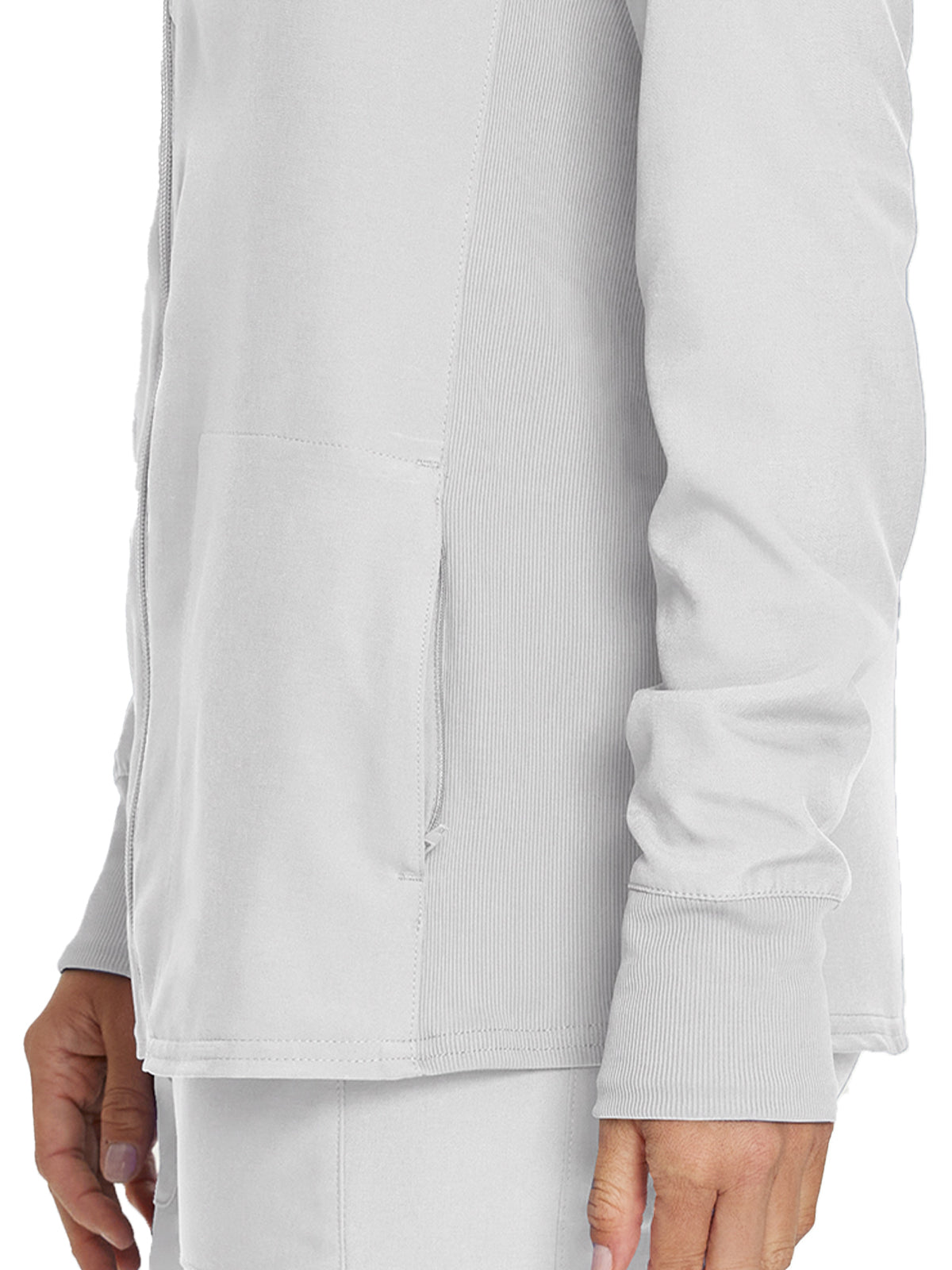 Women's 3-Pocket Mock-Neck Zip-Front Scrub Jacket - LJ700 - White