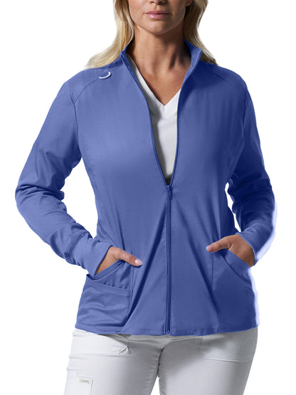 Women's 3-Pocket Mock Neck Zip-Front Scrub Jacket - LJ701 - Ceil