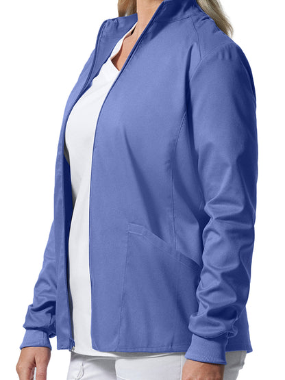 Women's 3-Pocket Mock Neck Zip-Front Scrub Jacket - LJ701 - Ceil