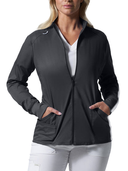 Women's 3-Pocket Mock Neck Zip-Front Scrub Jacket - LJ701 - Graphite