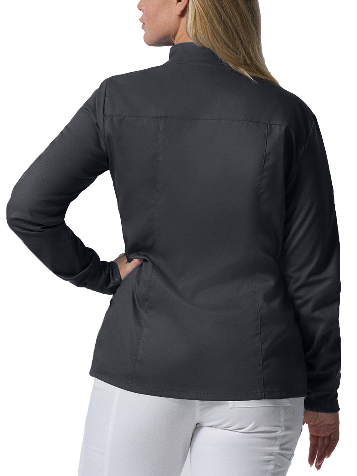 Women's 3-Pocket Mock Neck Zip-Front Scrub Jacket - LJ701 - Graphite