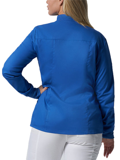 Women's 3-Pocket Mock Neck Zip-Front Scrub Jacket - LJ701 - Royal