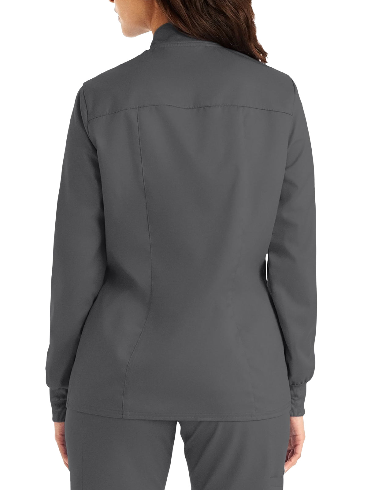 Women's 3-Pocket Mock Neck Zip-Front Scrub Jacket - LJ701 - Steel