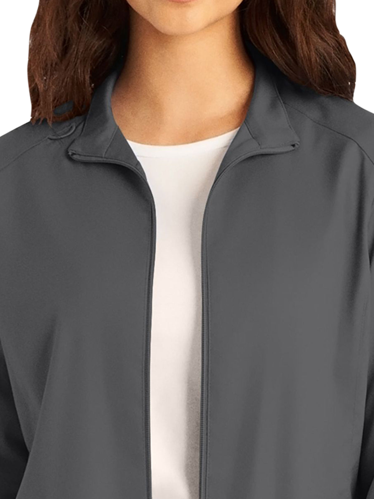 Women's 3-Pocket Mock Neck Zip-Front Scrub Jacket - LJ701 - Steel