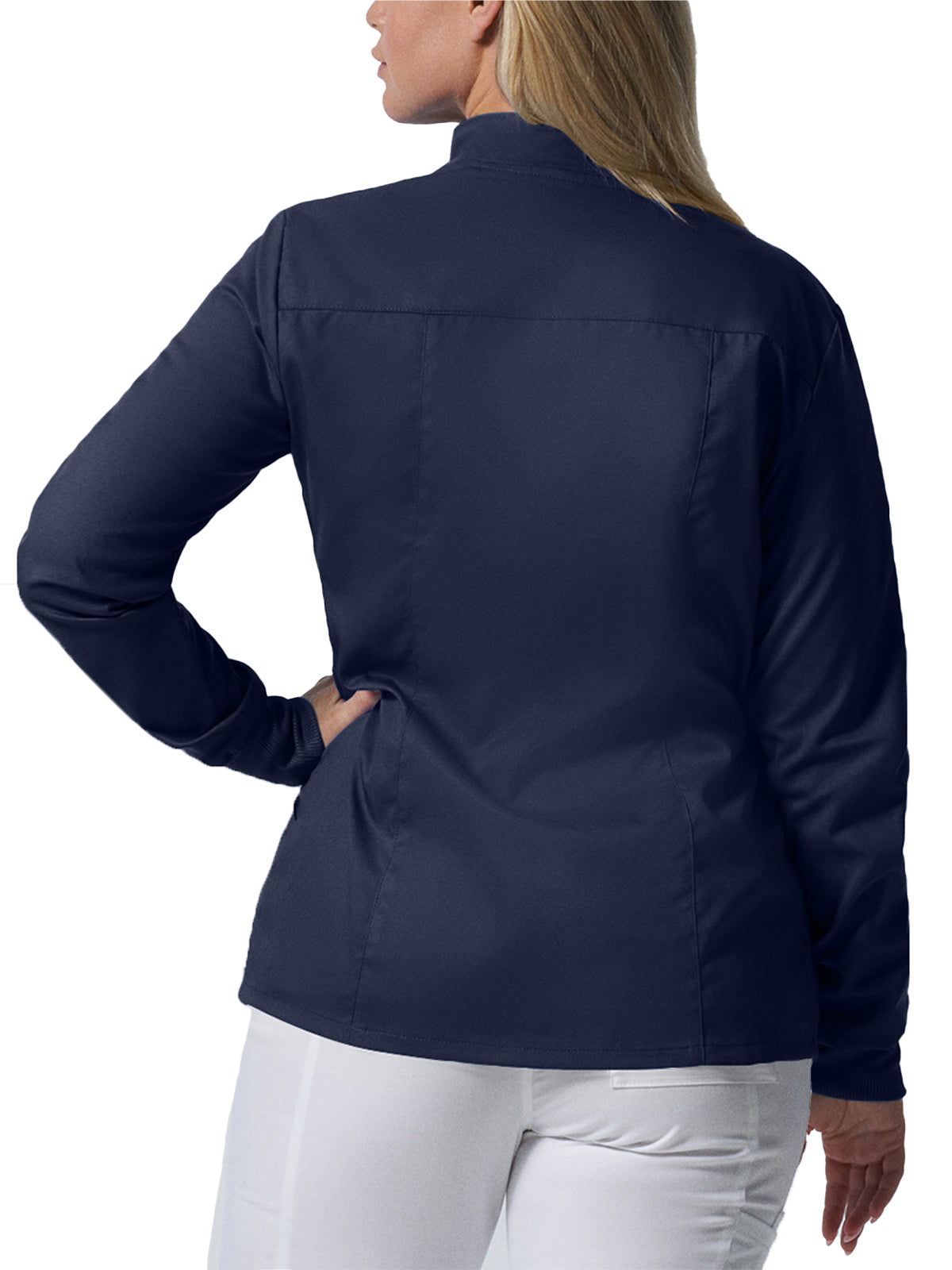 Women's 3-Pocket Mock Neck Zip-Front Scrub Jacket - LJ701 - True Navy