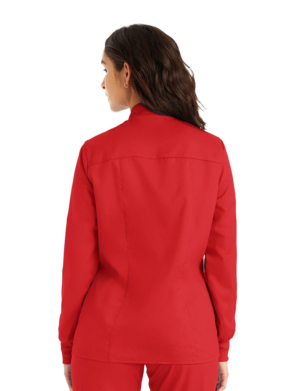 Women's 3-Pocket Mock Neck Zip-Front Scrub Jacket - LJ701 - True Red