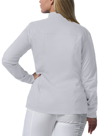 Women's 3-Pocket Mock Neck Zip-Front Scrub Jacket - LJ701 - White