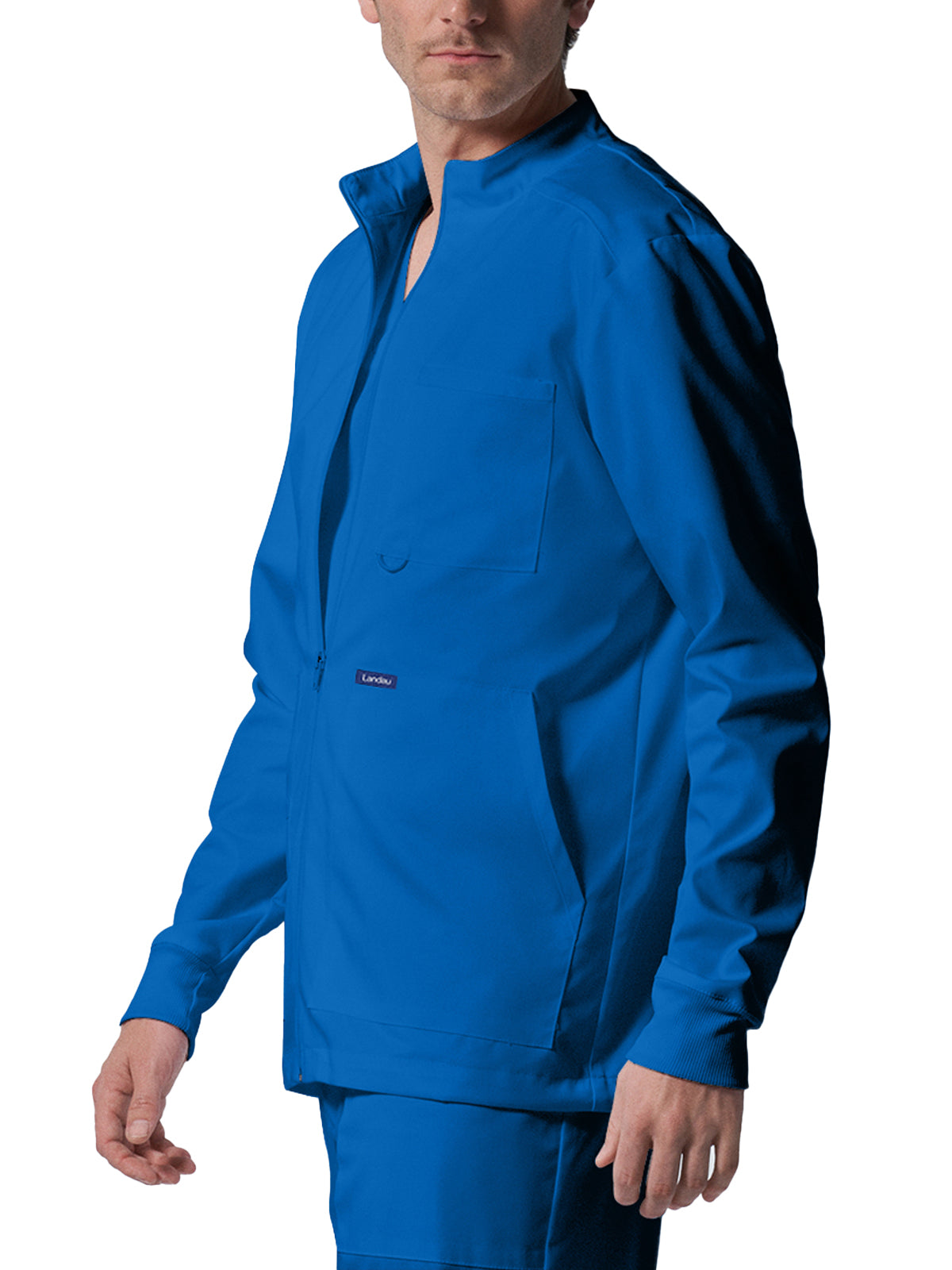 Men's 4-Pocket Mock Neck Zip-Front Scrub Jacket - LJ702 - Royal