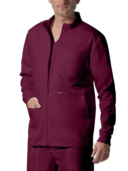 Men's 4-Pocket Mock Neck Zip-Front Scrub Jacket - LJ702 - Wine