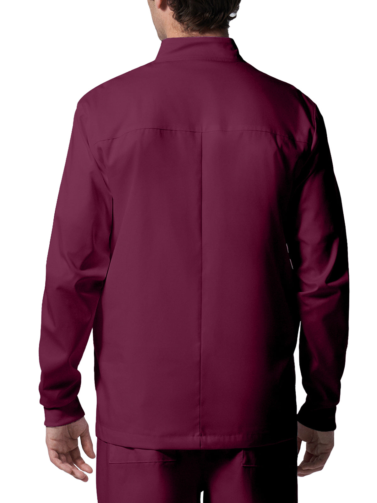 Men's 4-Pocket Mock Neck Zip-Front Scrub Jacket - LJ702 - Wine