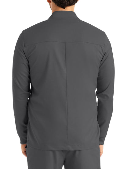 Men's 4-Pocket Mock Neck Zip-Front Scrub Jacket - LJ702 - Steel