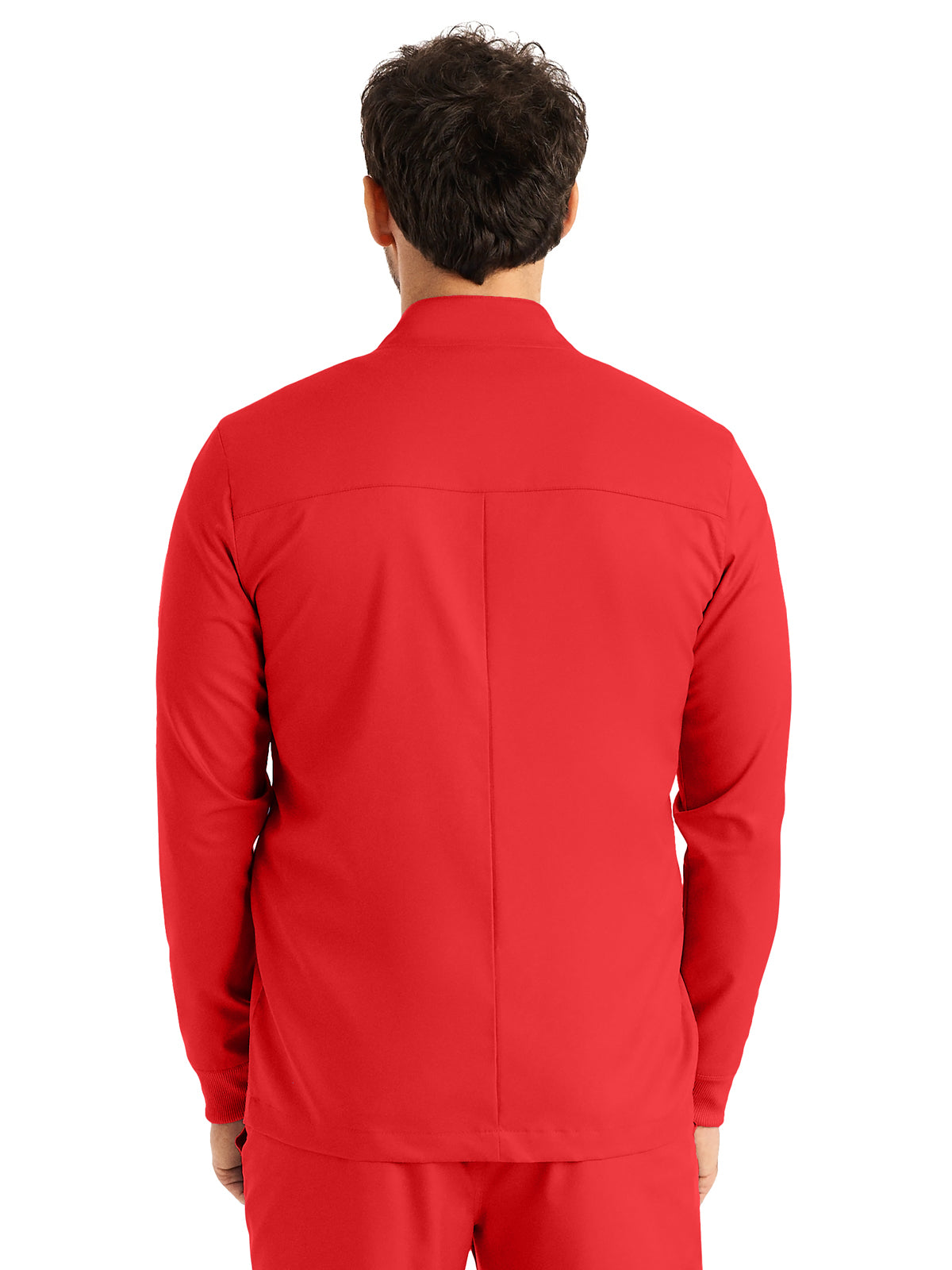 Men's 4-Pocket Mock Neck Zip-Front Scrub Jacket - LJ702 - True Red