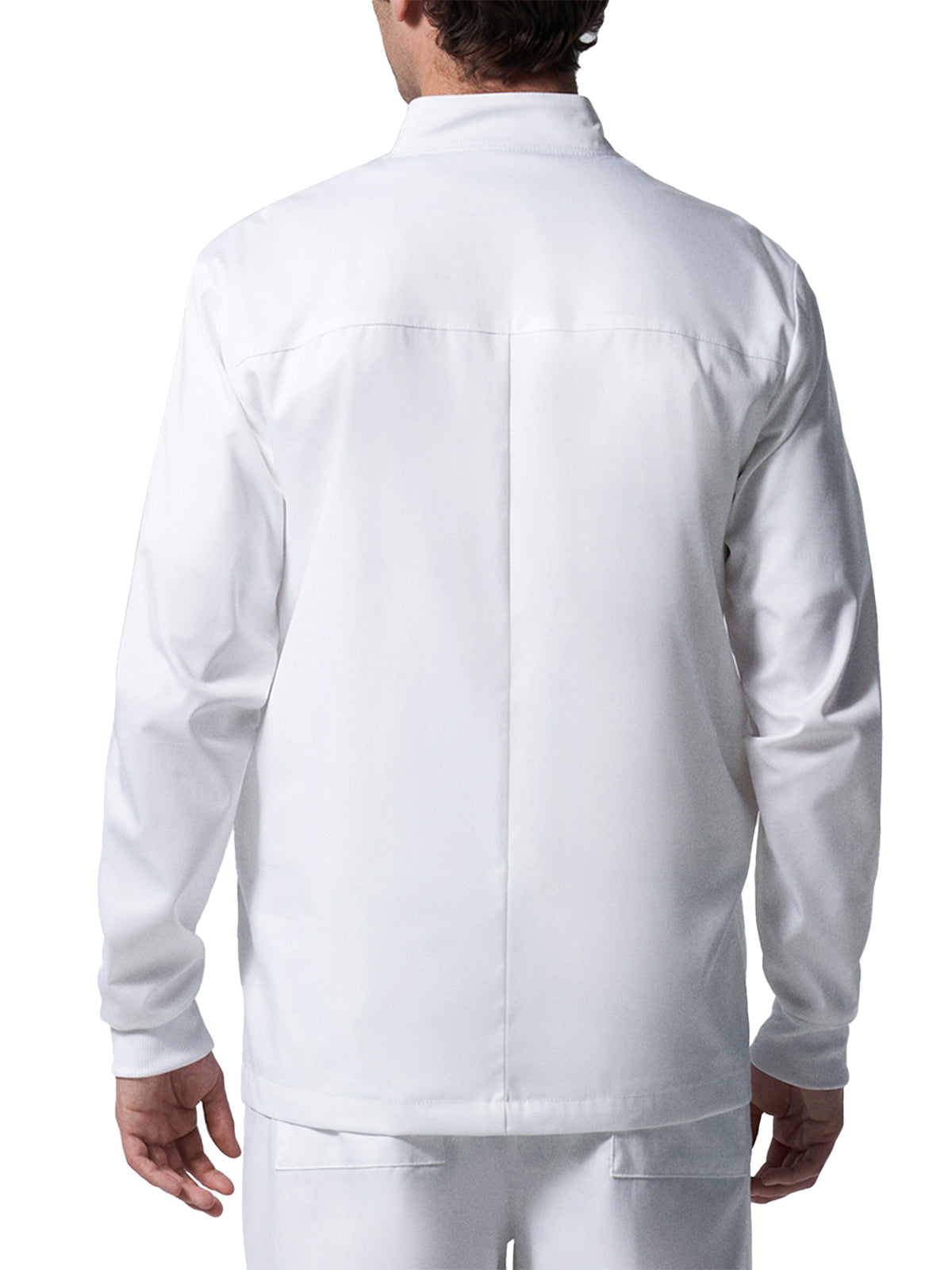 Men's 4-Pocket Mock Neck Zip-Front Scrub Jacket - LJ702 - White