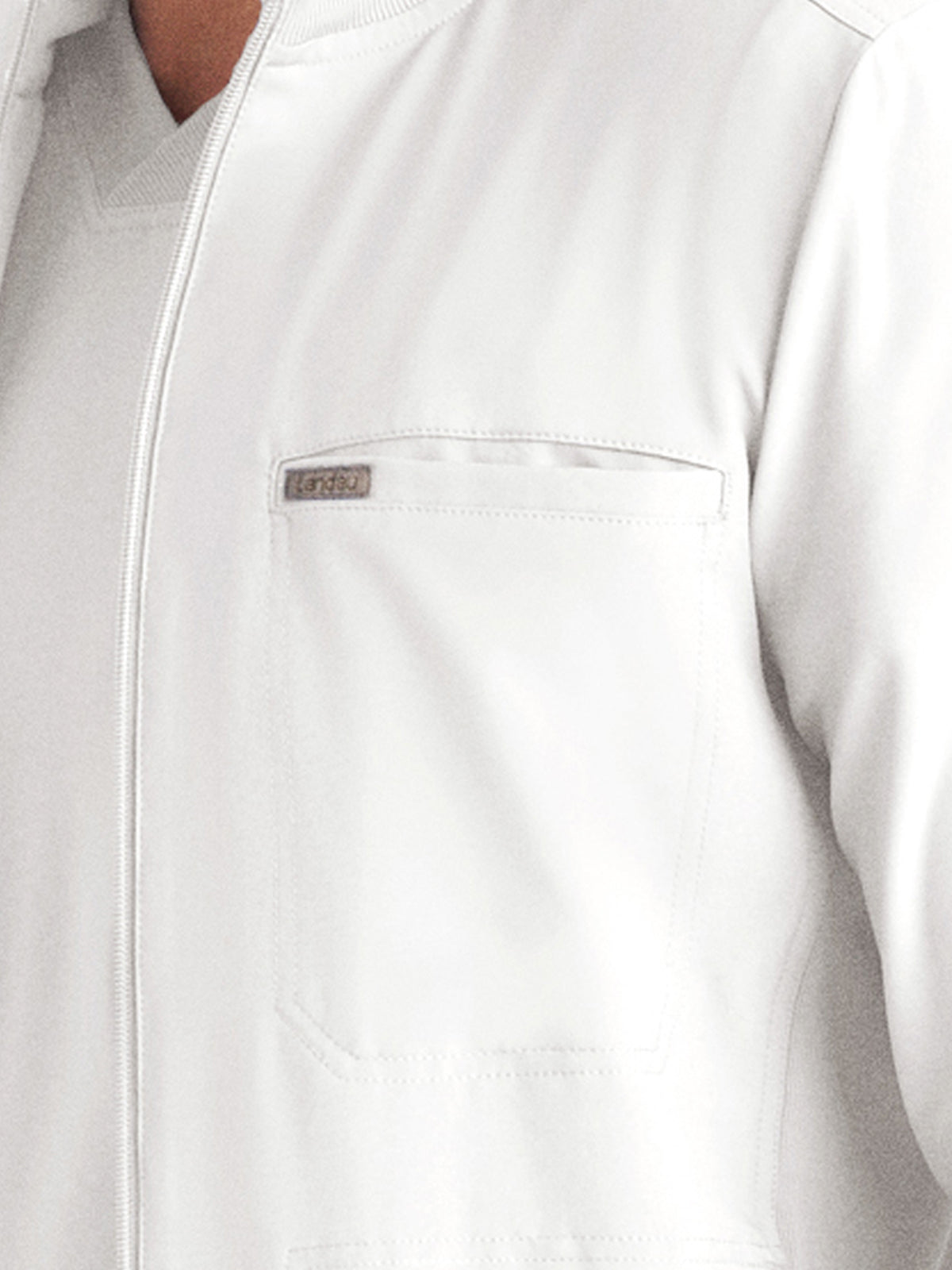 Men's 3-Pocket Mock-Neck Zip-Front Scrub Jacket - LJ703 - White