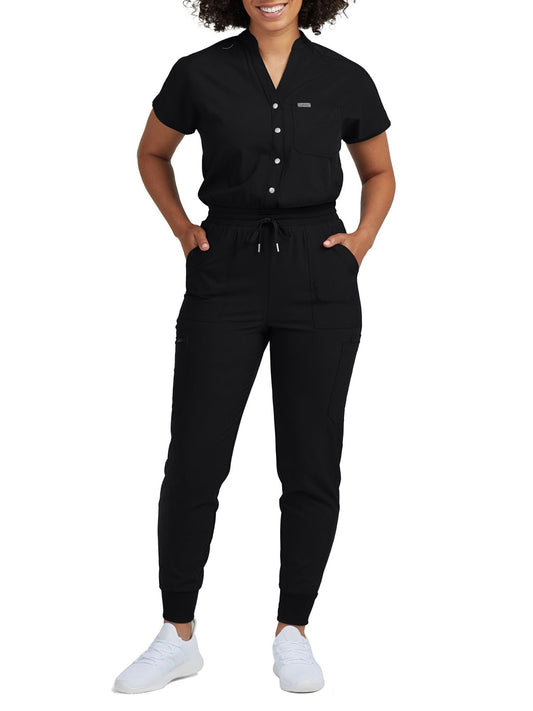 Women's 8-Pocket Cargo Jumpsuit - LO603 - Black