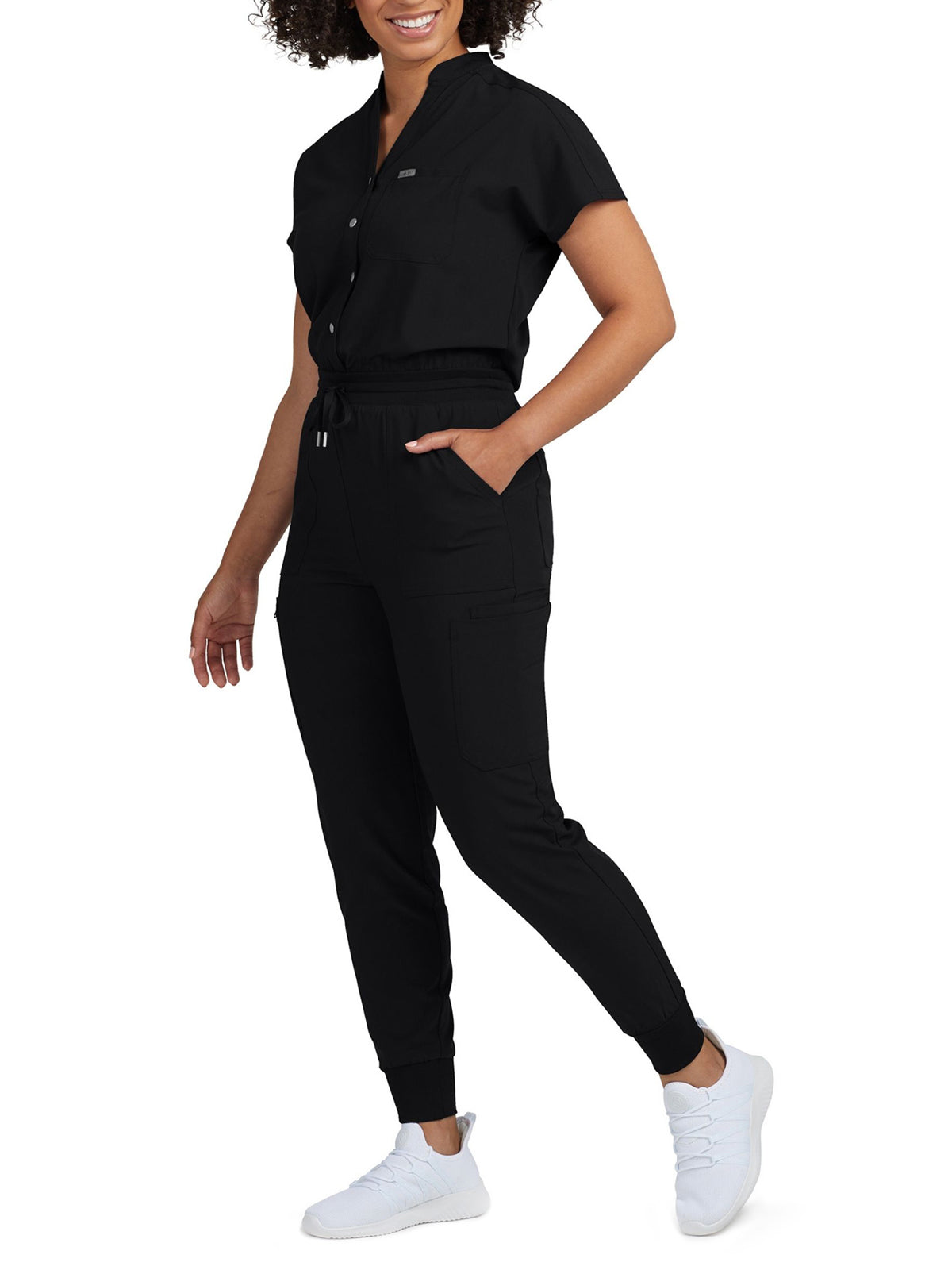 Women's 8-Pocket Cargo Jumpsuit - LO603 - Black