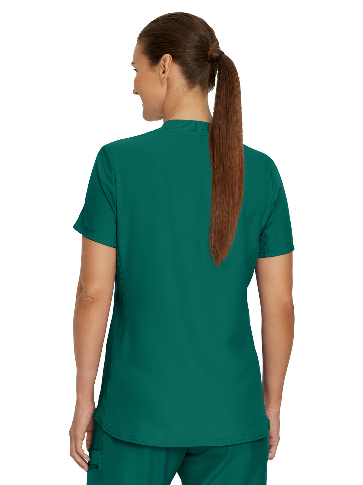 Women's 3-Pocket Rib-Knit Neckline V-Neck Scrub Top - LT100 - Hunter